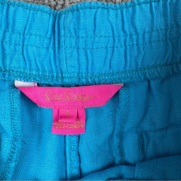 Lilly Pulitzer Lilo‎ Linen Bermuda Blue Shorts Size Small Preppy Pull On Pockets - Picture 2 of 9